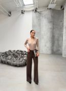 Yüksek Bel Straight Fit Palazzo Pantolon resmi